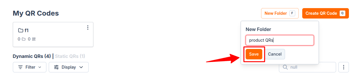 Enter folder name and save