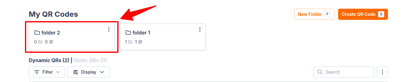 Select folder to create nested folder