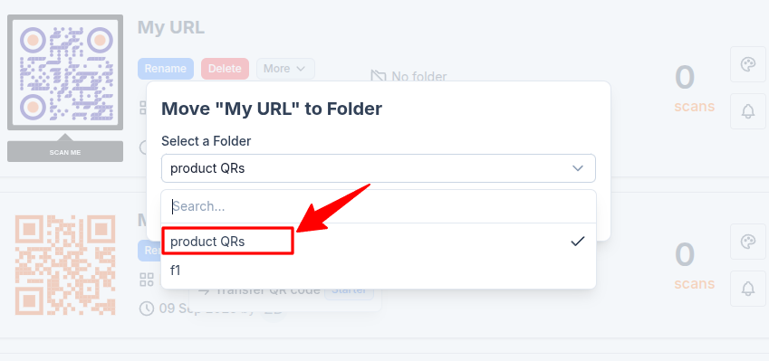 Select folder to move