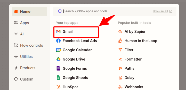 Select Gmail app