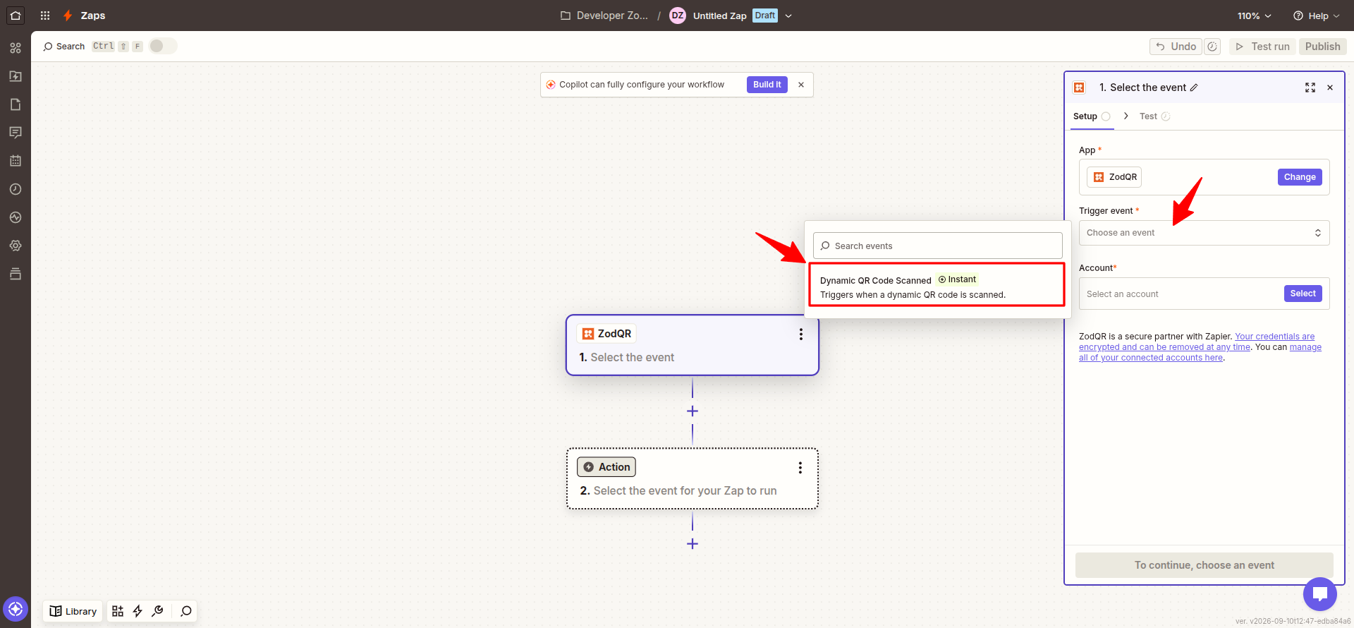 Select ZodQR scan trigger