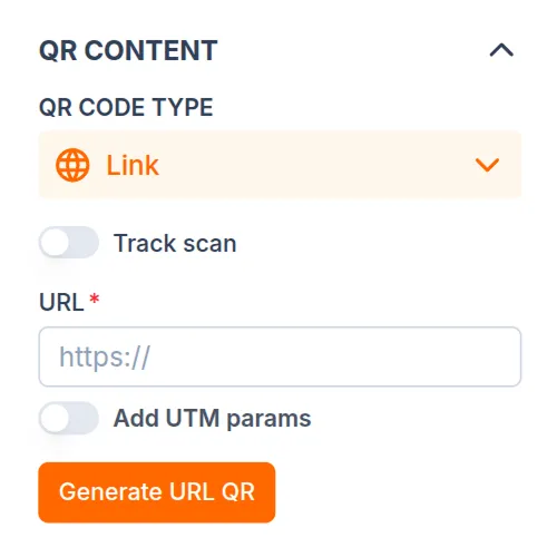 Step 2: Fill in QR content