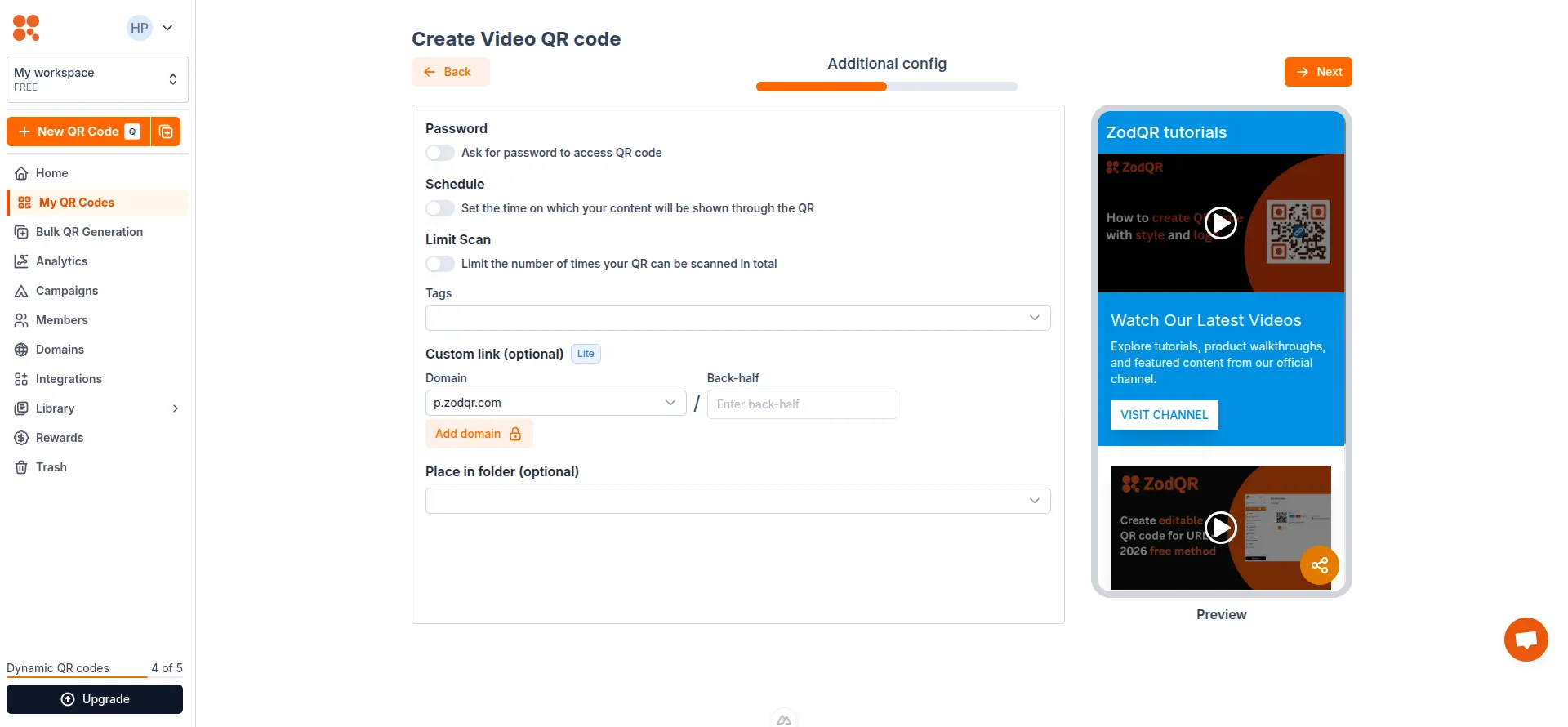 Config video QR